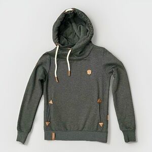 Naketano Brave New World Women's Darth Charcoal Gray Cowl Neck Hoodie- Small